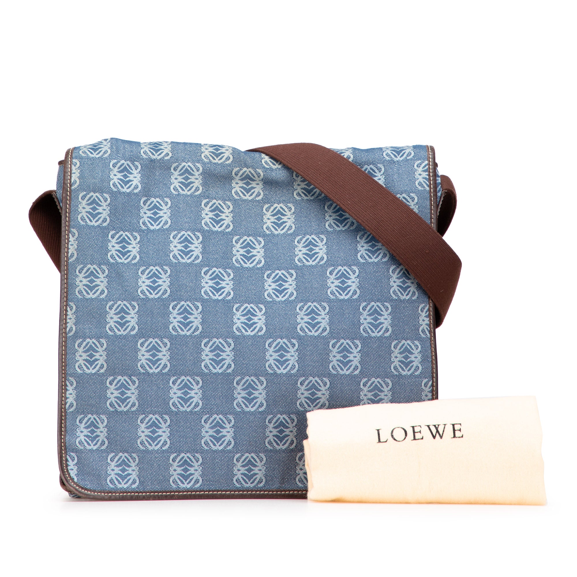 Denim Anagram Messenger Bag