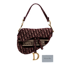 Oblique Embroidered Velvet Saddle Bag