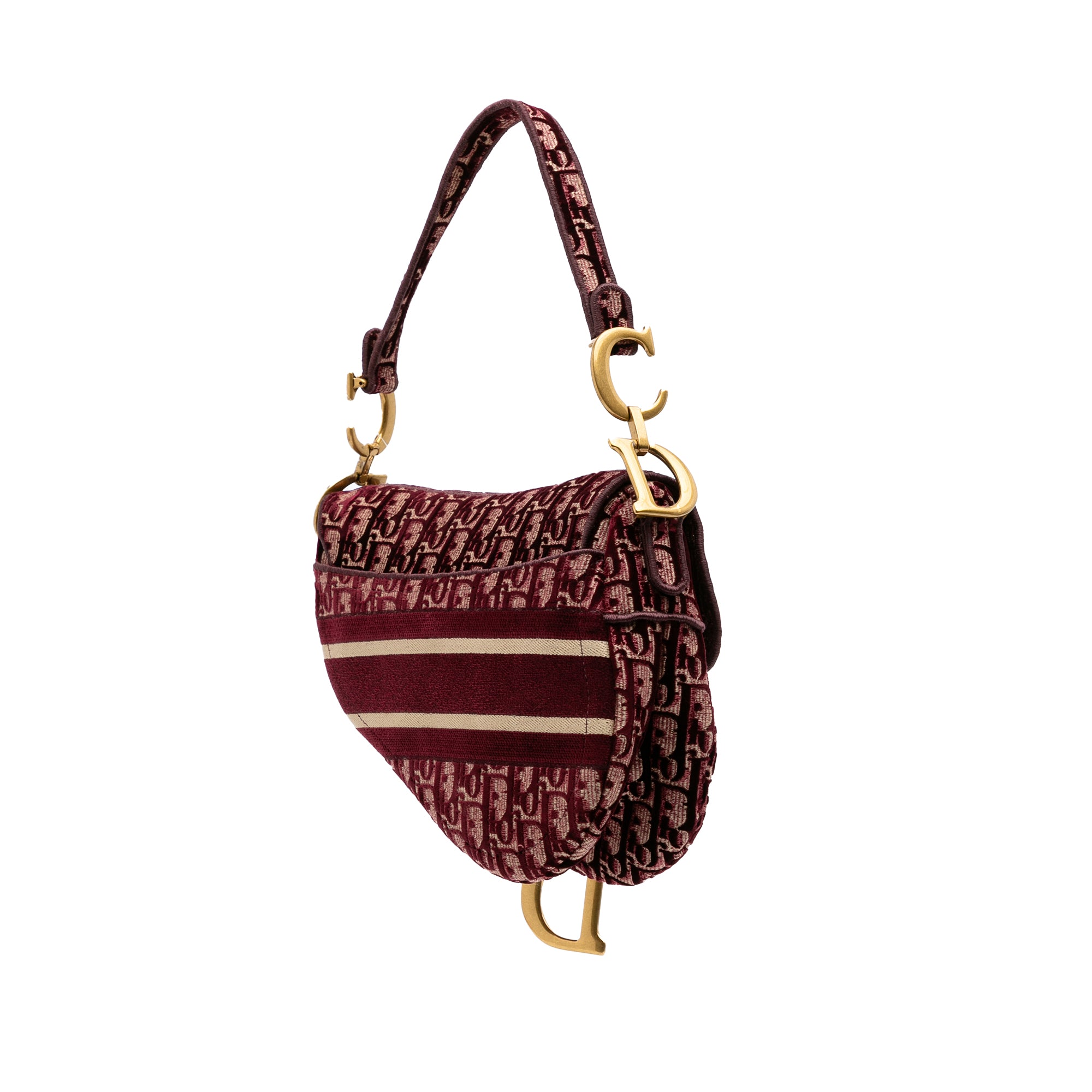 Oblique Embroidered Velvet Saddle Bag