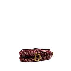Oblique Embroidered Velvet Saddle Bag
