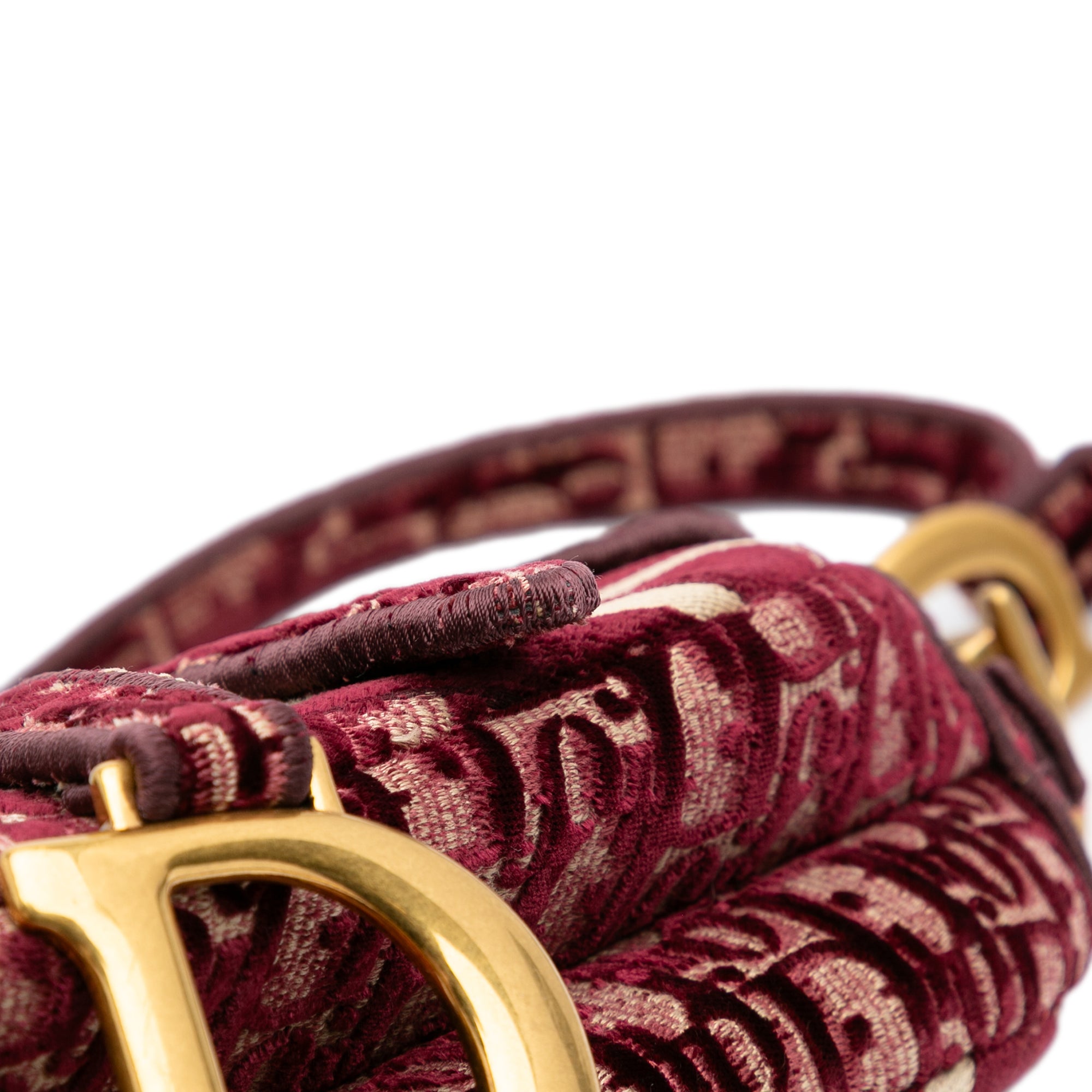 Oblique Embroidered Velvet Saddle Bag