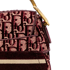 Oblique Embroidered Velvet Saddle Bag