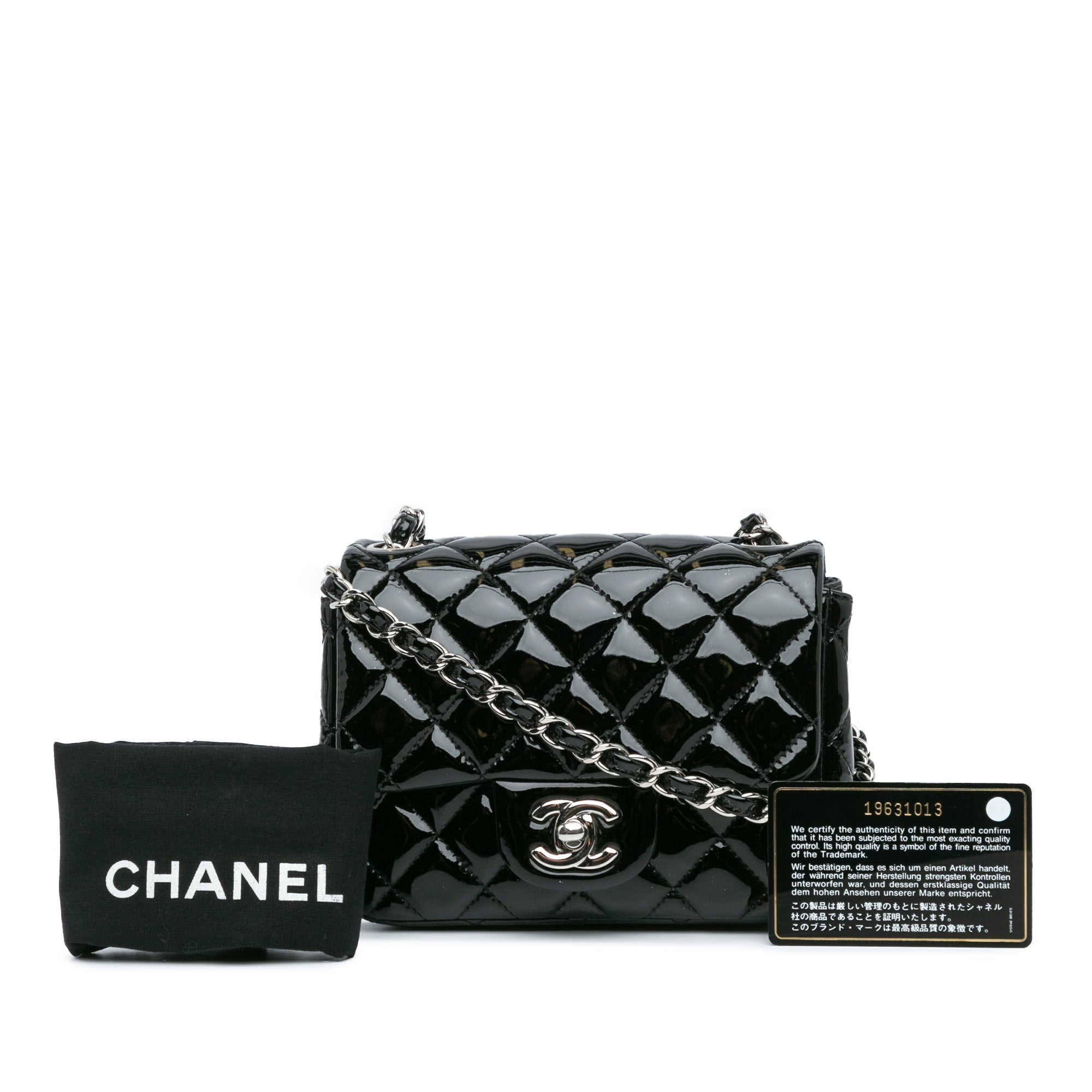 Mini Square Classic Patent Single Flap