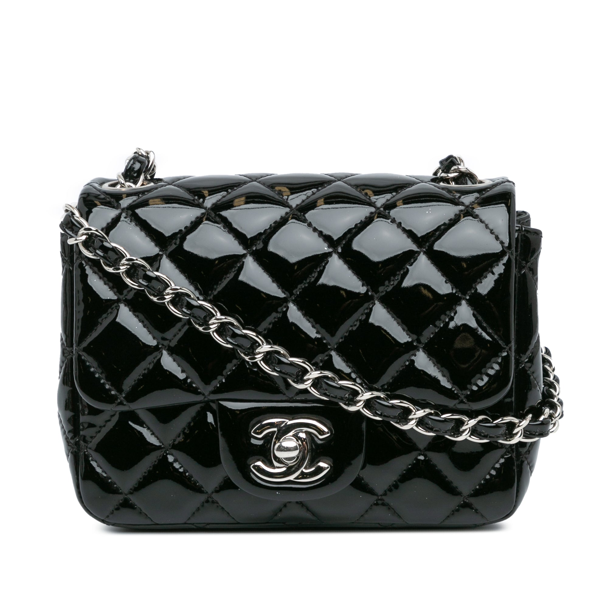 Mini Square Classic Patent Single Flap