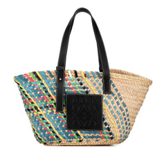 Multicolor Raffia Basket Tote