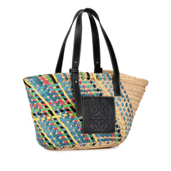 Multicolor Raffia Basket Tote