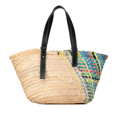 Multicolor Raffia Basket Tote