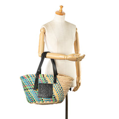 Multicolor Raffia Basket Tote