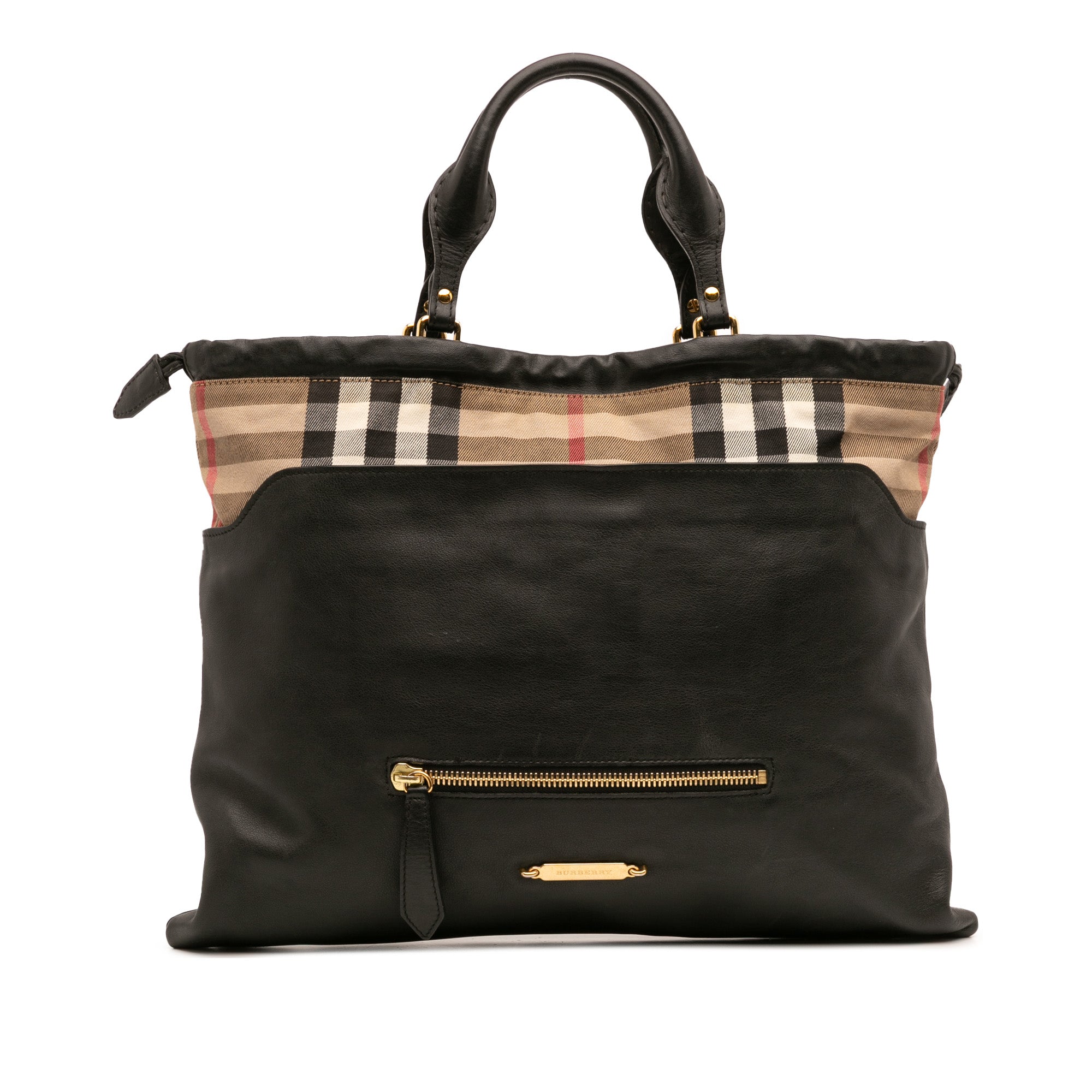 House Check Trimmed Leather Big Crush Convertible Tote