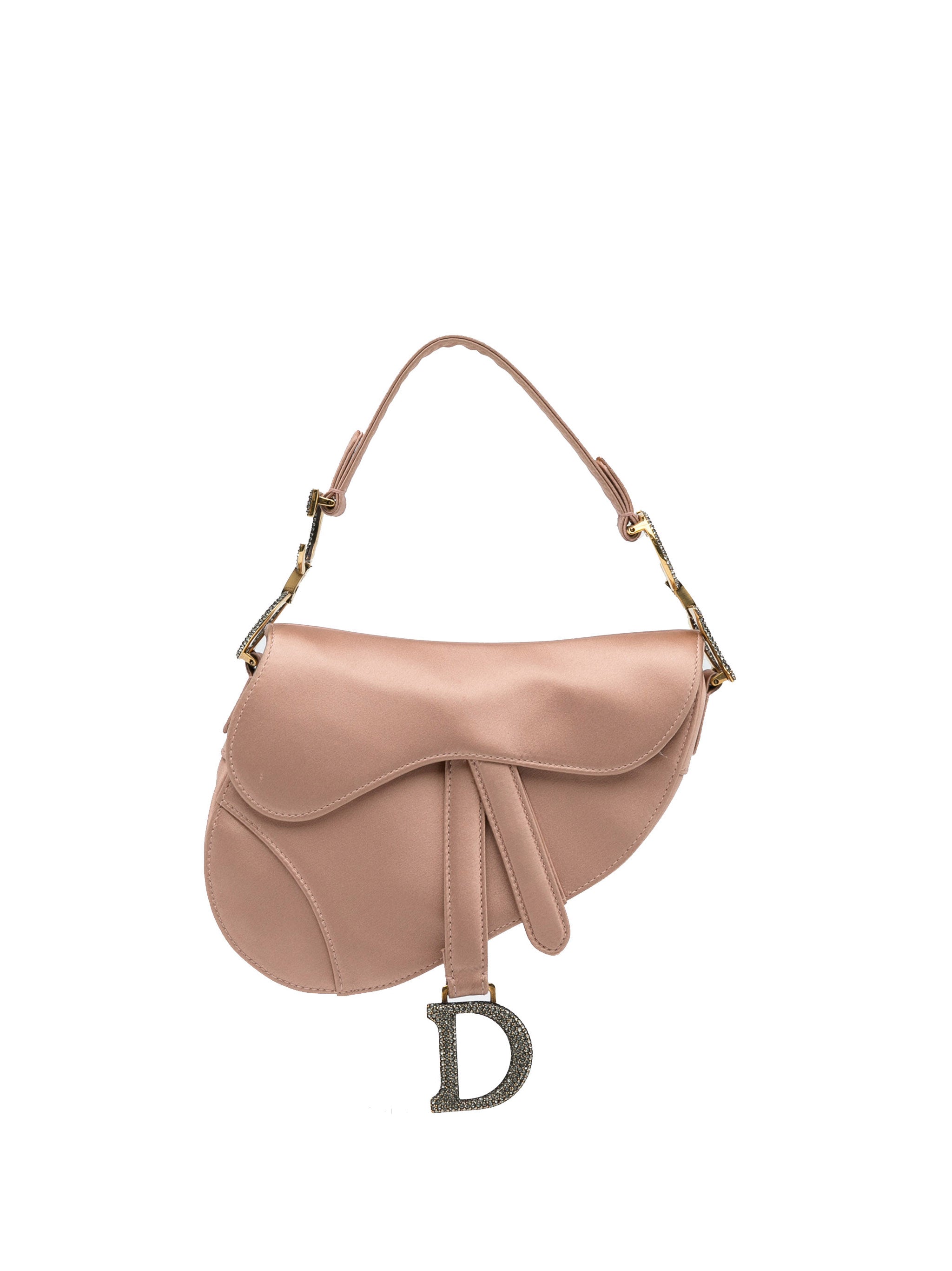 Mini Satin Crystal Embellished Saddle Bag