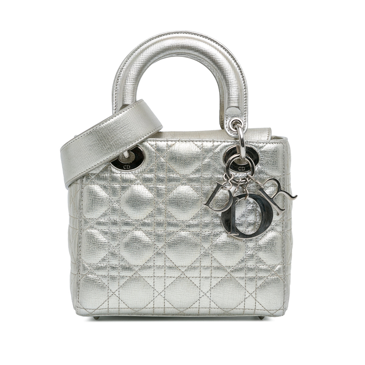 Small Metallic Grained Calfskin Cannage Lucky Badges My Lady Dior_0