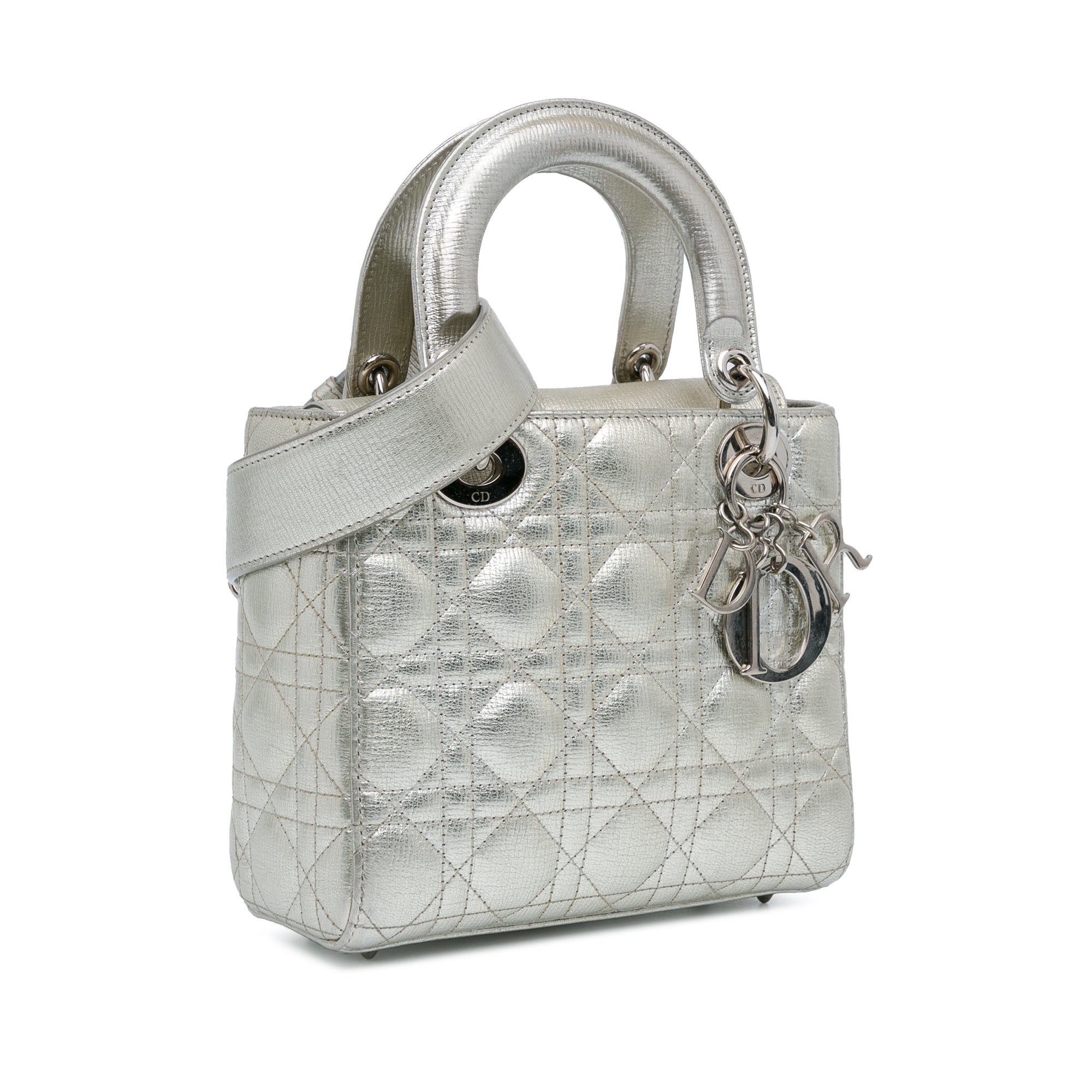 Small Metallic Grained Calfskin Cannage Lucky Badges My Lady Dior_1