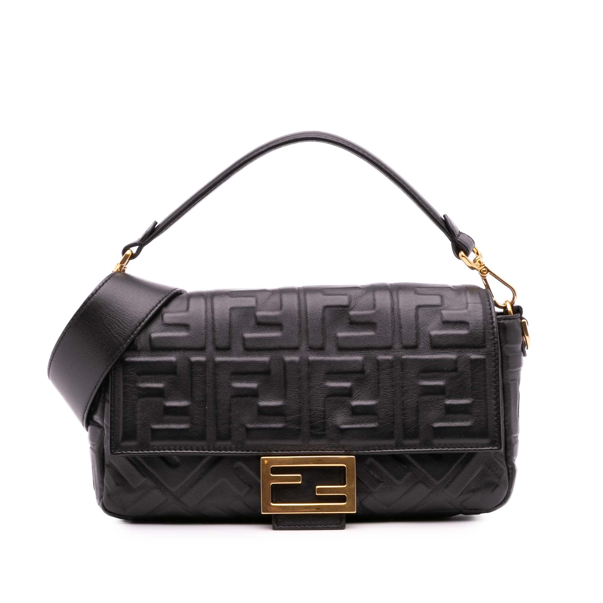 Zucca Embossed Leather Baguette Satchel