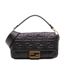 Zucca Embossed Leather Baguette Satchel