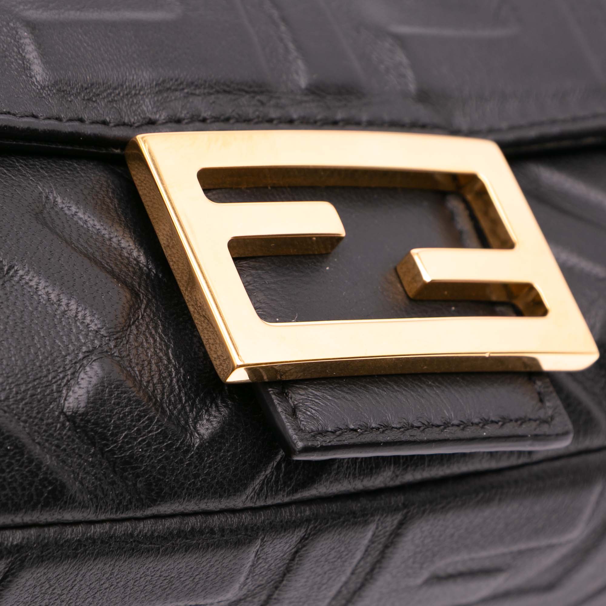 Zucca Embossed Leather Baguette Satchel