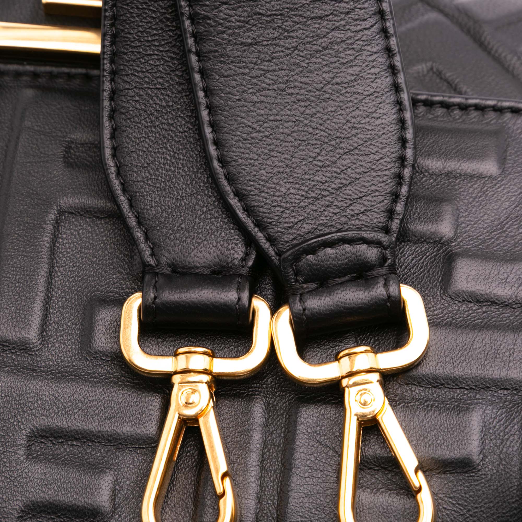Zucca Embossed Leather Baguette Satchel
