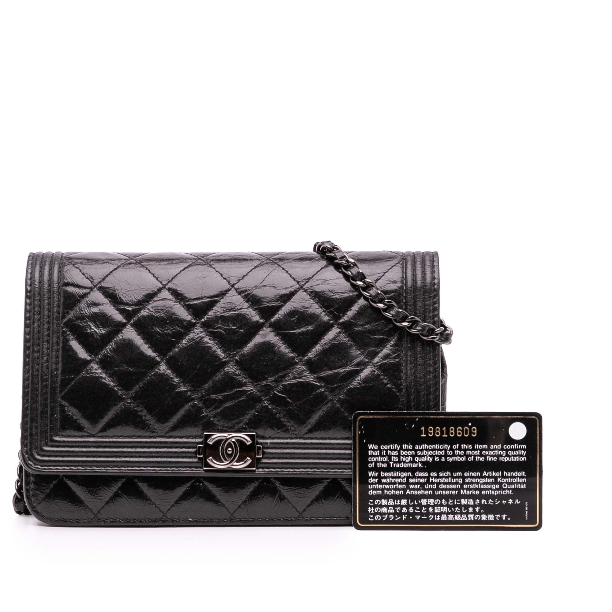 Quilted Shiny Aged Calfskin Boy Wallet On Chain