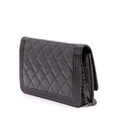 Quilted Shiny Aged Calfskin Boy Wallet On Chain