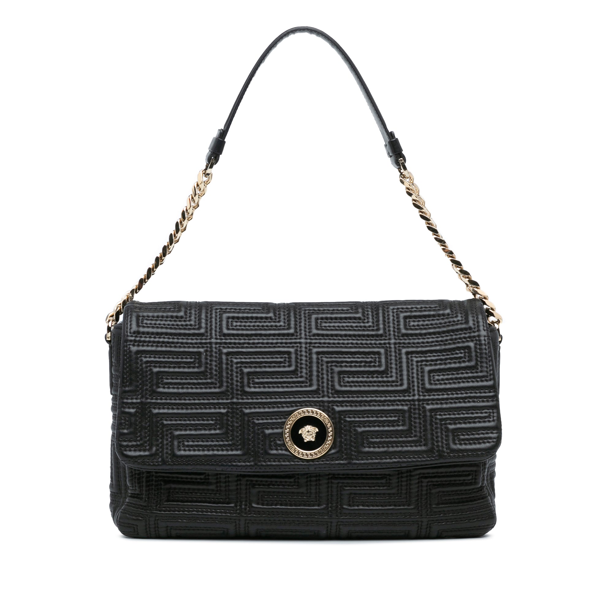 Leather Medusa Flap Shoulder Bag