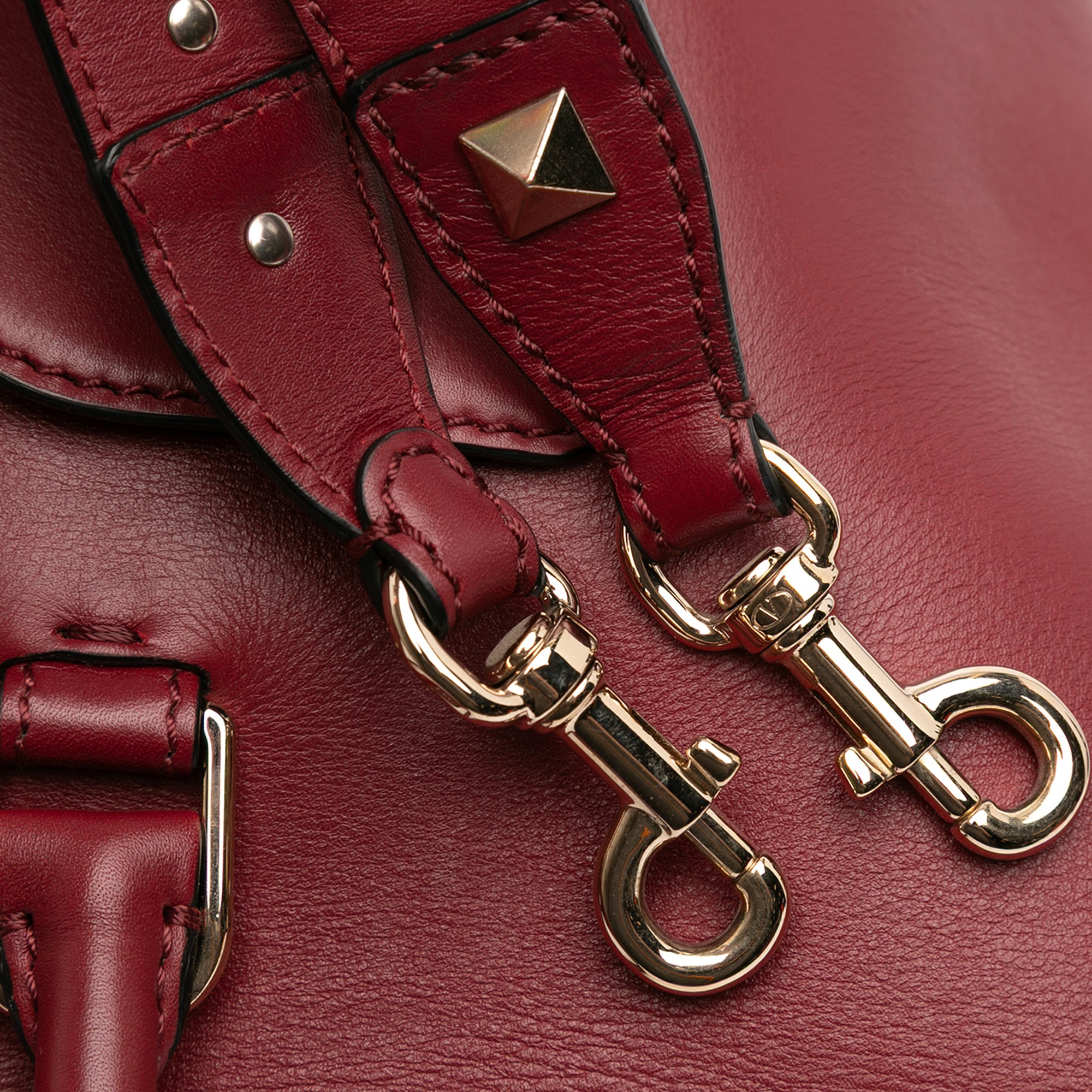 Leather Rockstud Demilune Satchel