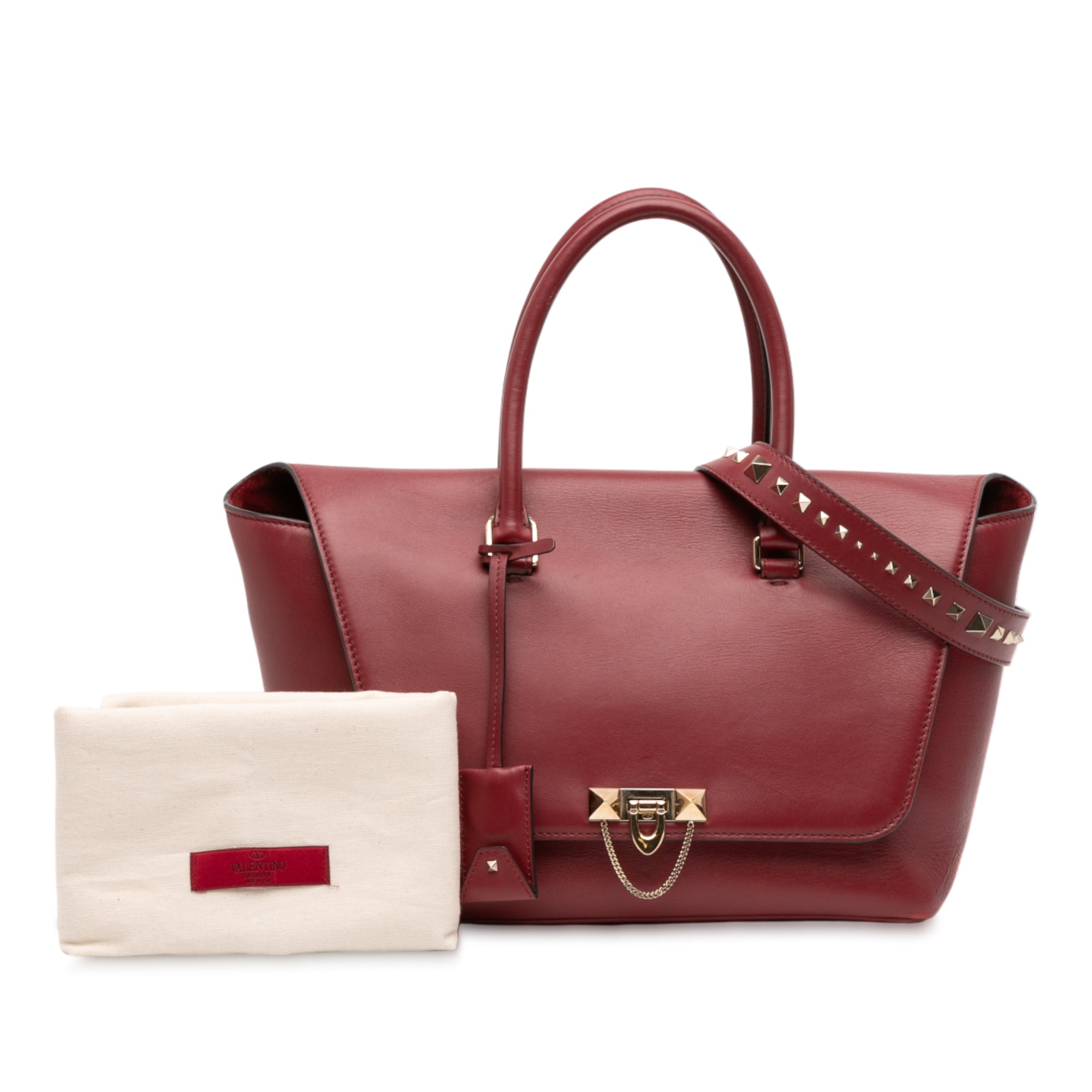 Leather Rockstud Demilune Satchel