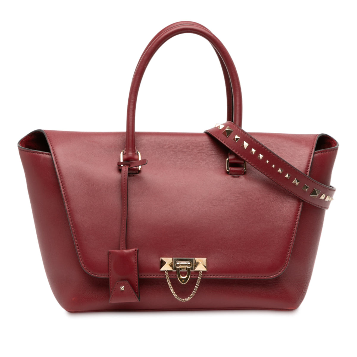 Leather Rockstud Demilune Satchel