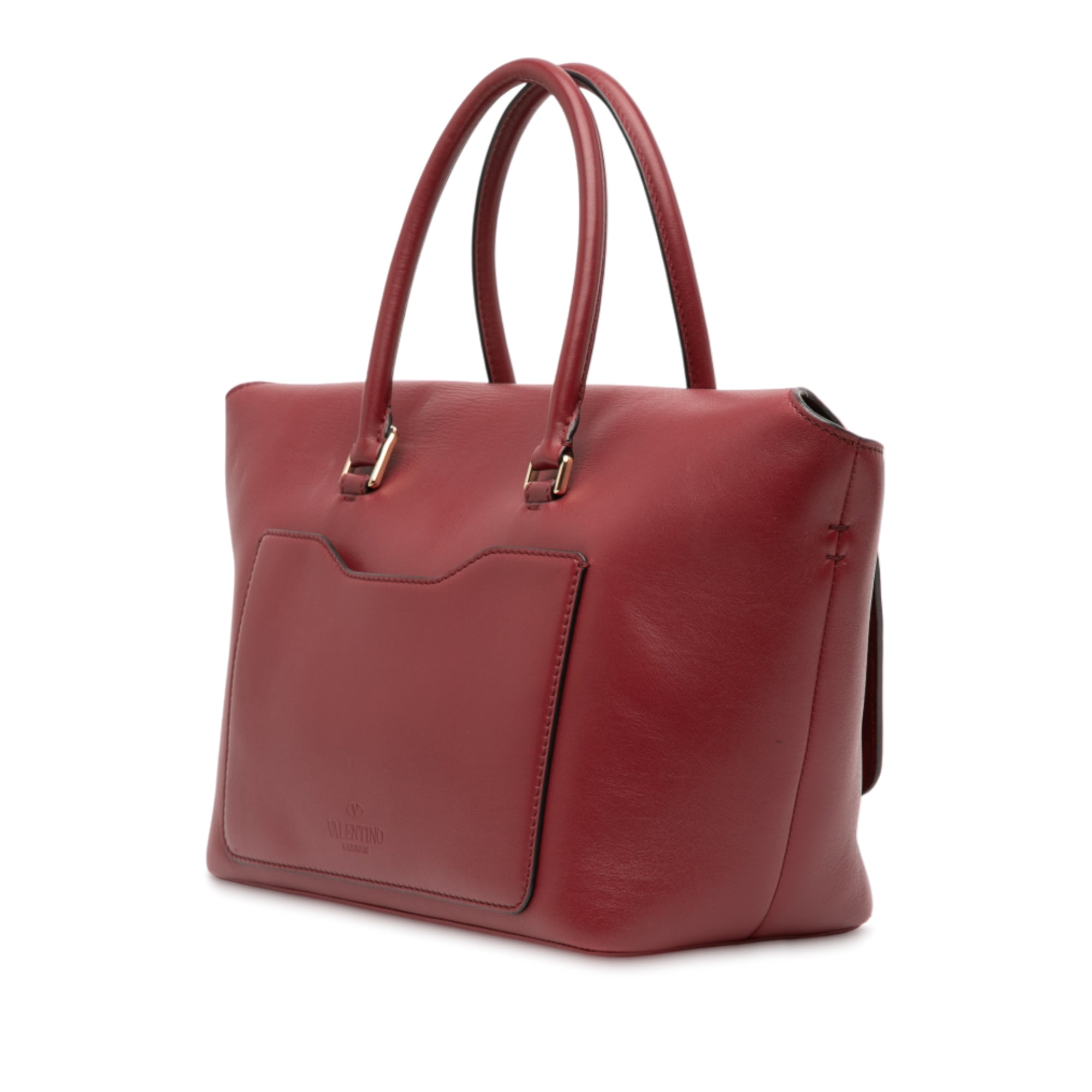 Leather Rockstud Demilune Satchel