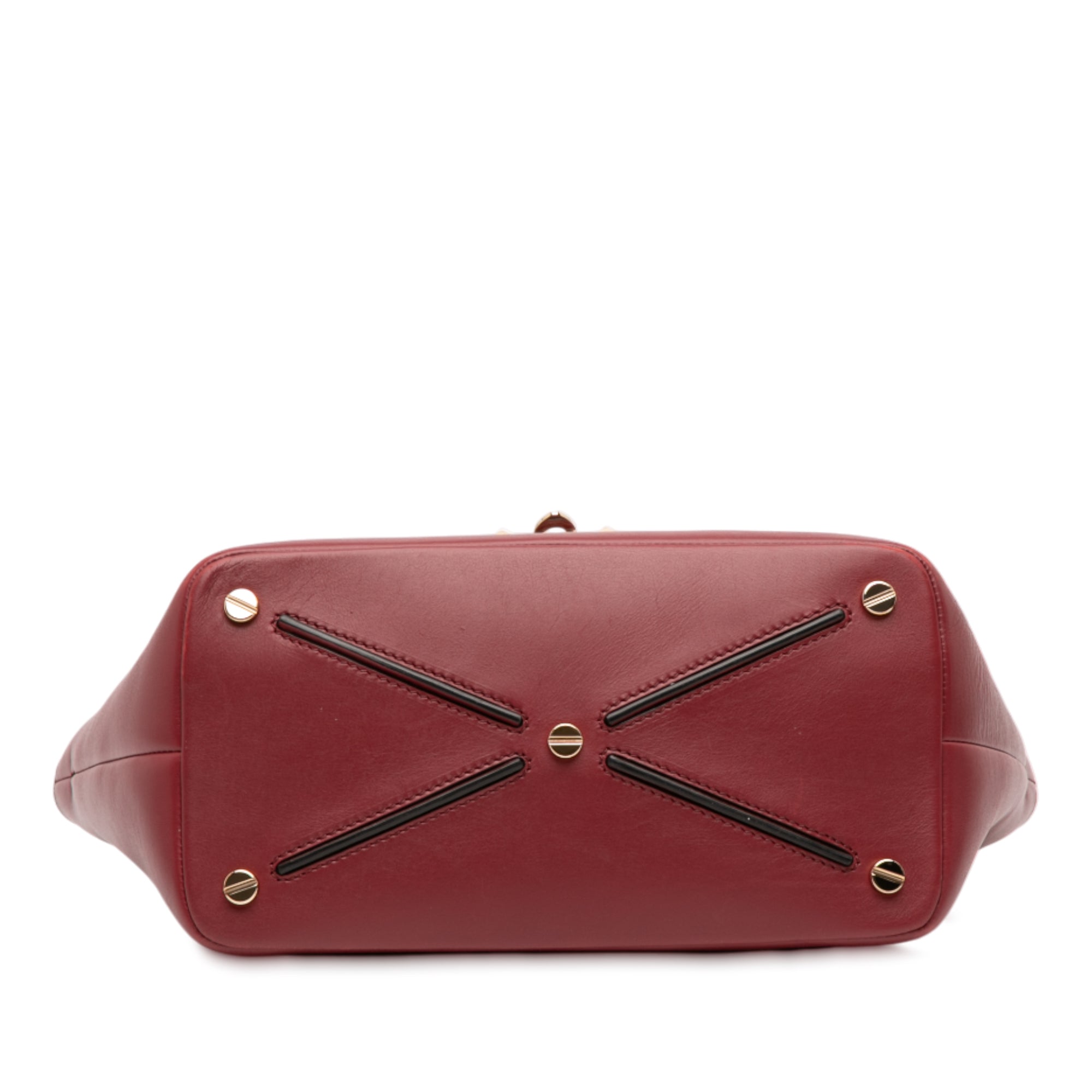 Leather Rockstud Demilune Satchel