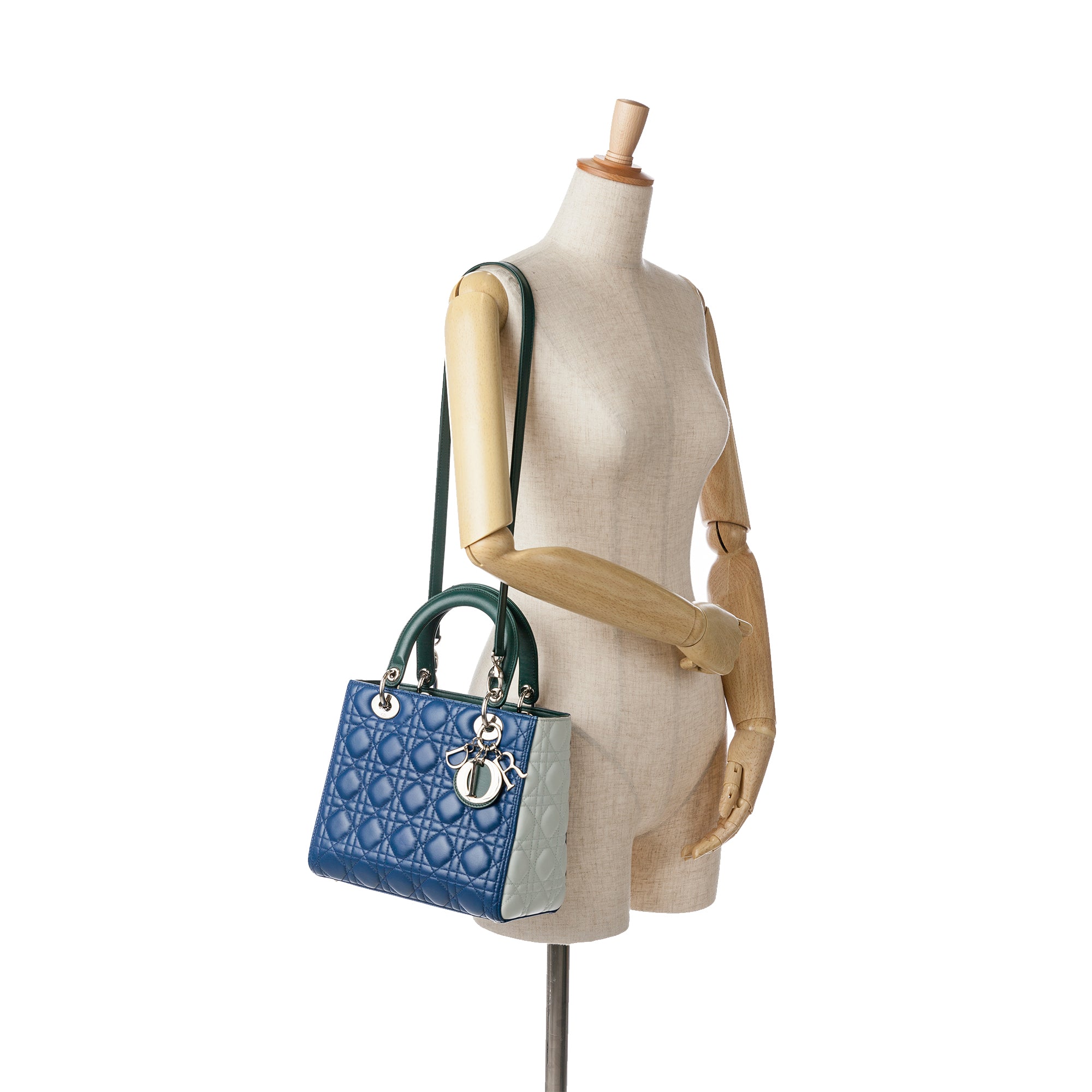 Medium Tricolor Lambskin Cannage Lady Dior