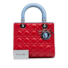 Medium Tricolor Lambskin Cannage Lady Dior