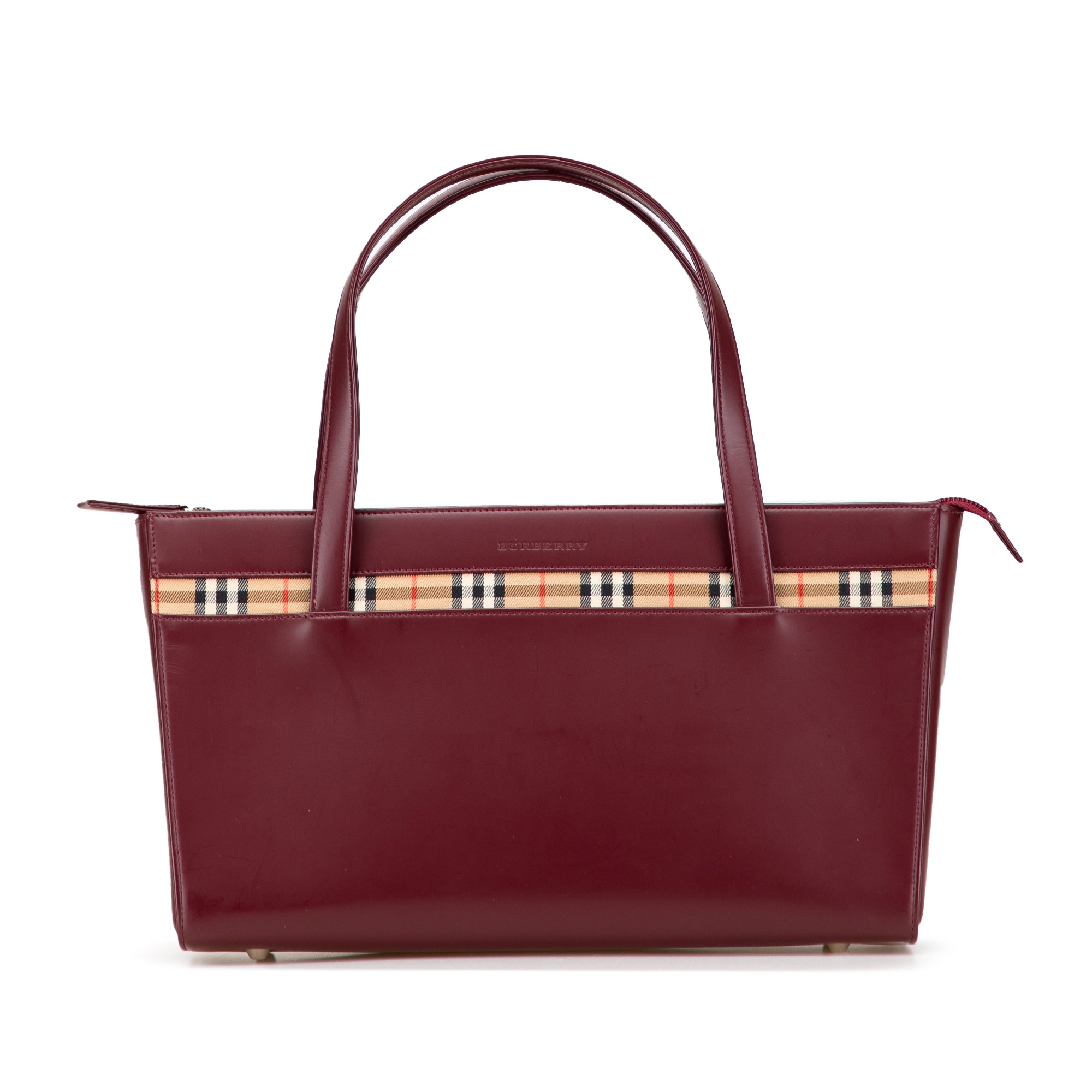 House Check Trimmed Leather Handbag