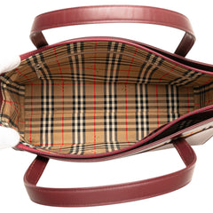 House Check Trimmed Leather Handbag