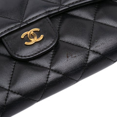 Large CC Quilted Lambskin Flap Wallet