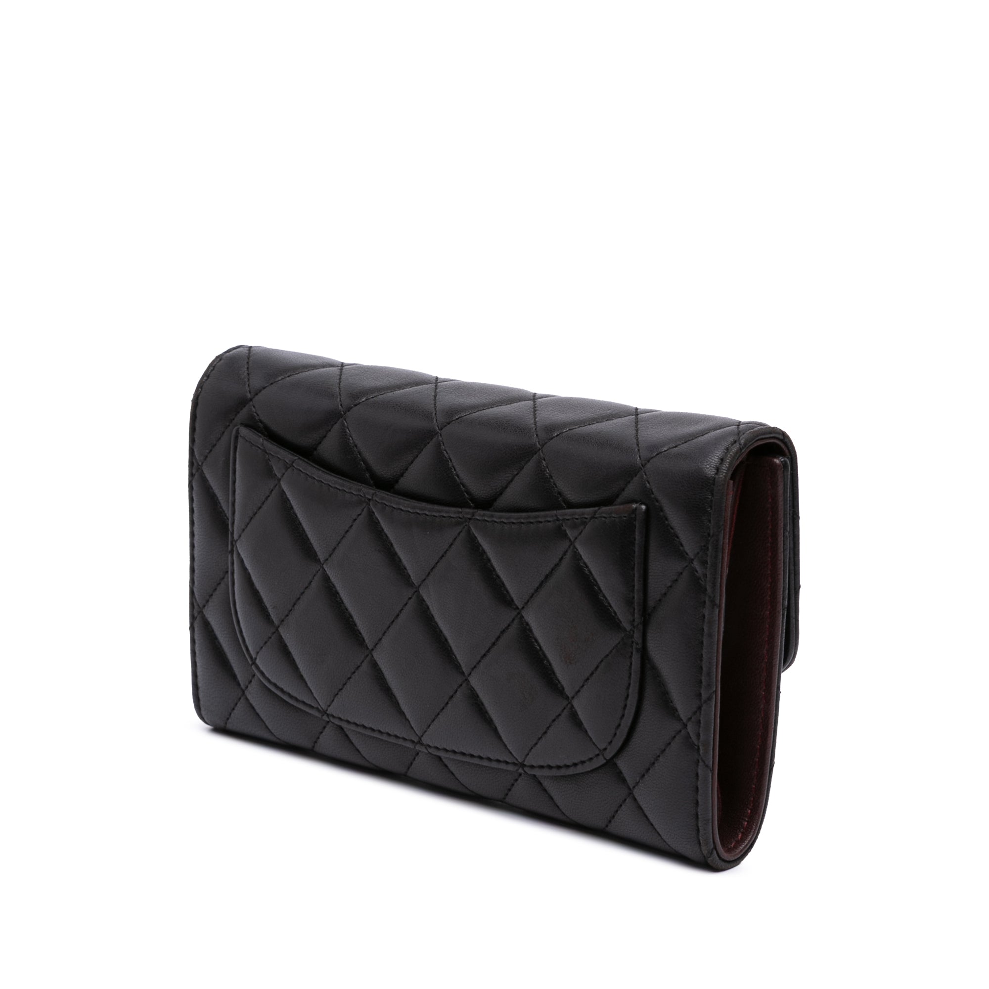 Large CC Quilted Lambskin Flap Wallet