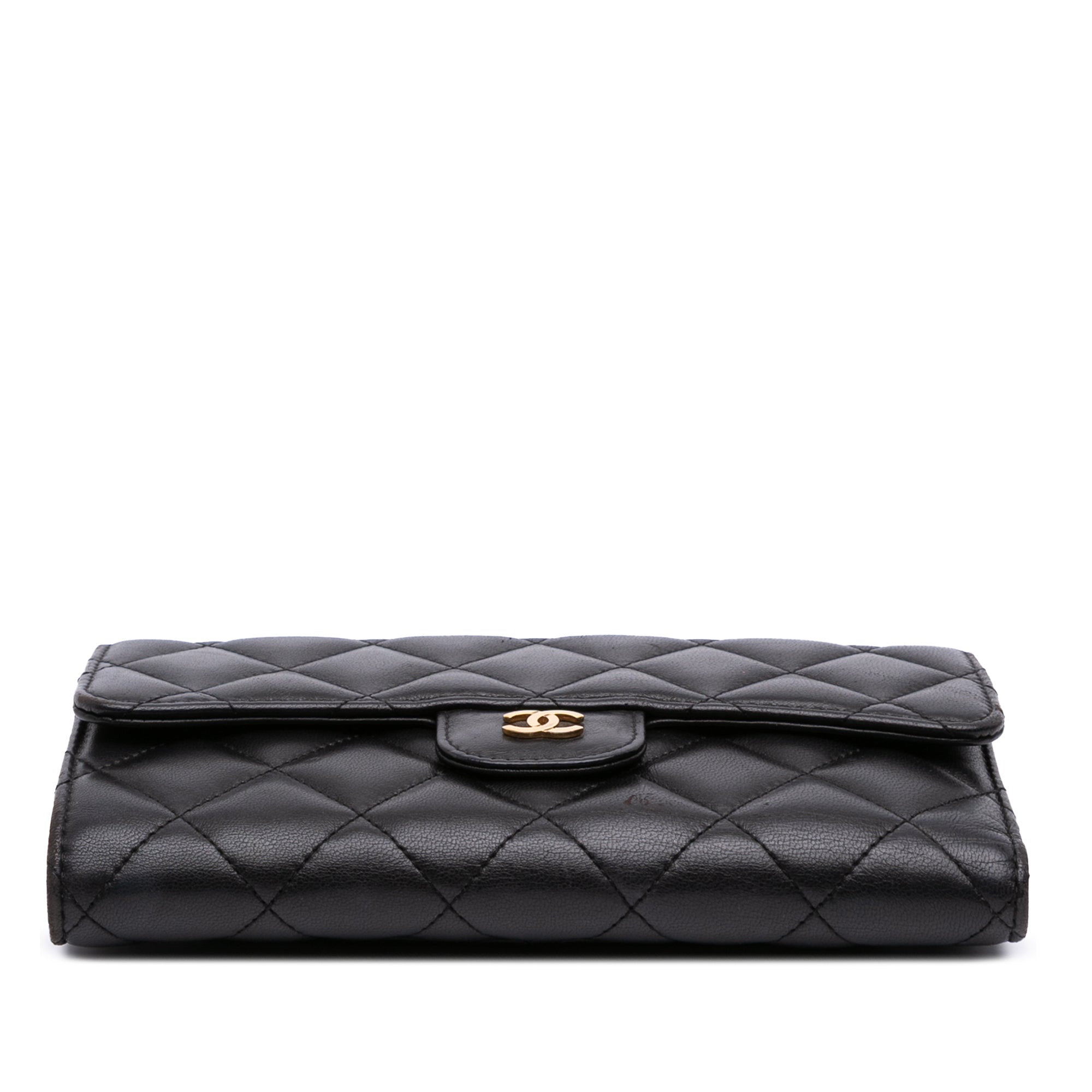 Large CC Quilted Lambskin Flap Wallet