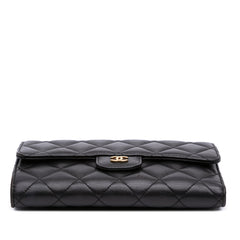 Large CC Quilted Lambskin Flap Wallet