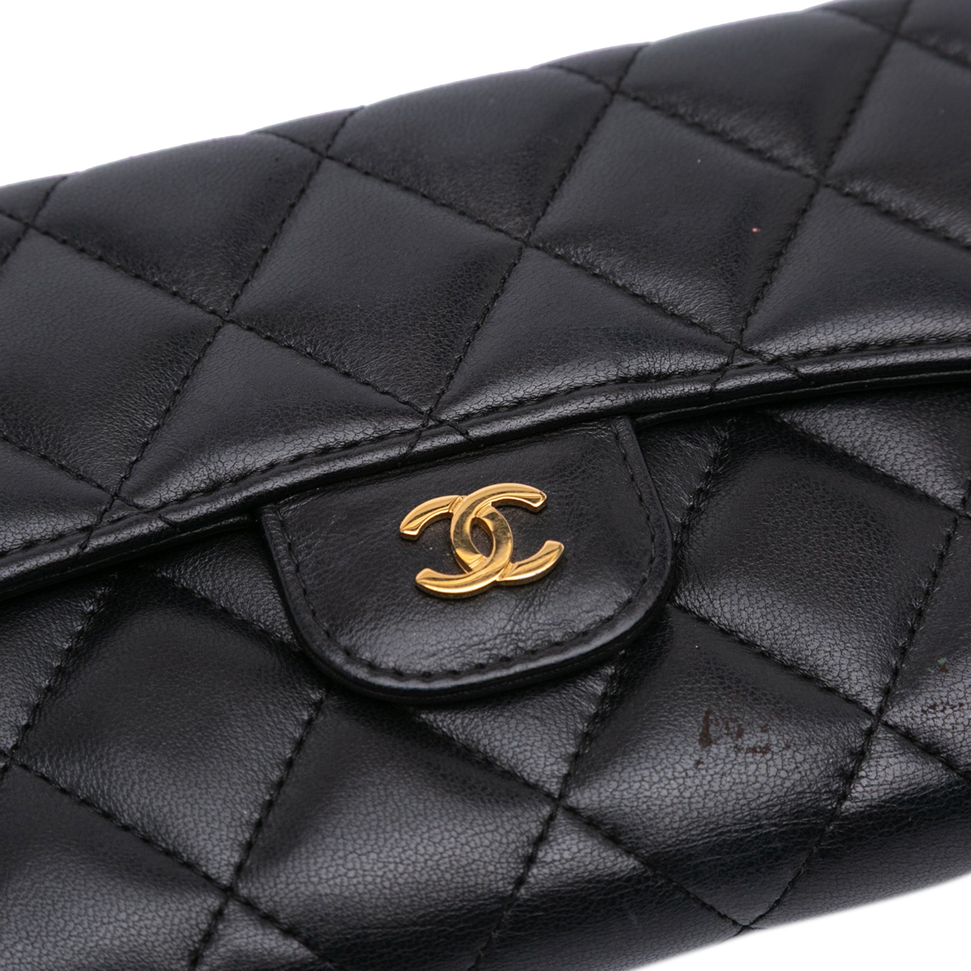 Large CC Quilted Lambskin Flap Wallet