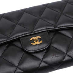 Large CC Quilted Lambskin Flap Wallet