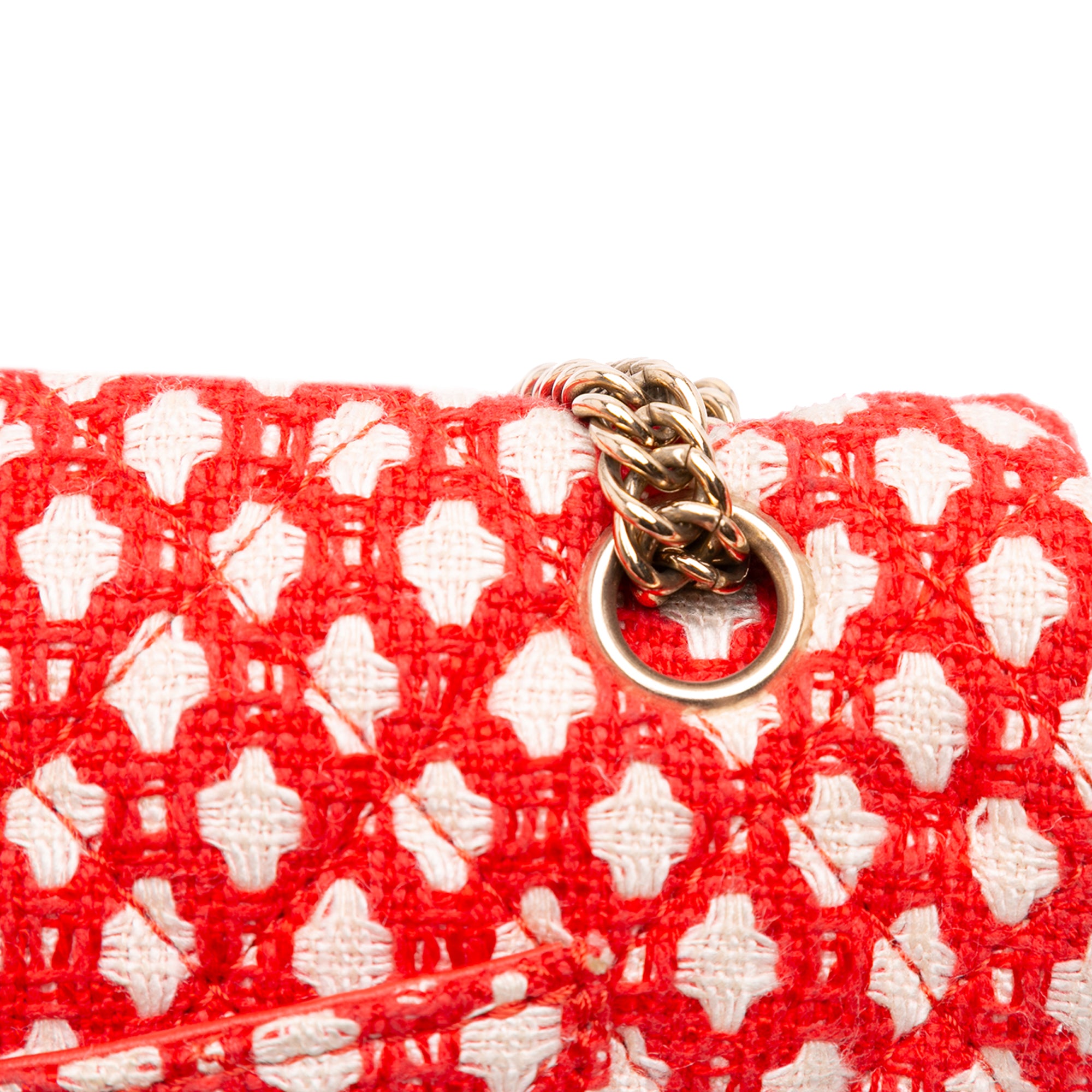 Medium Quilted Tweed Bijoux Chain Double Flap