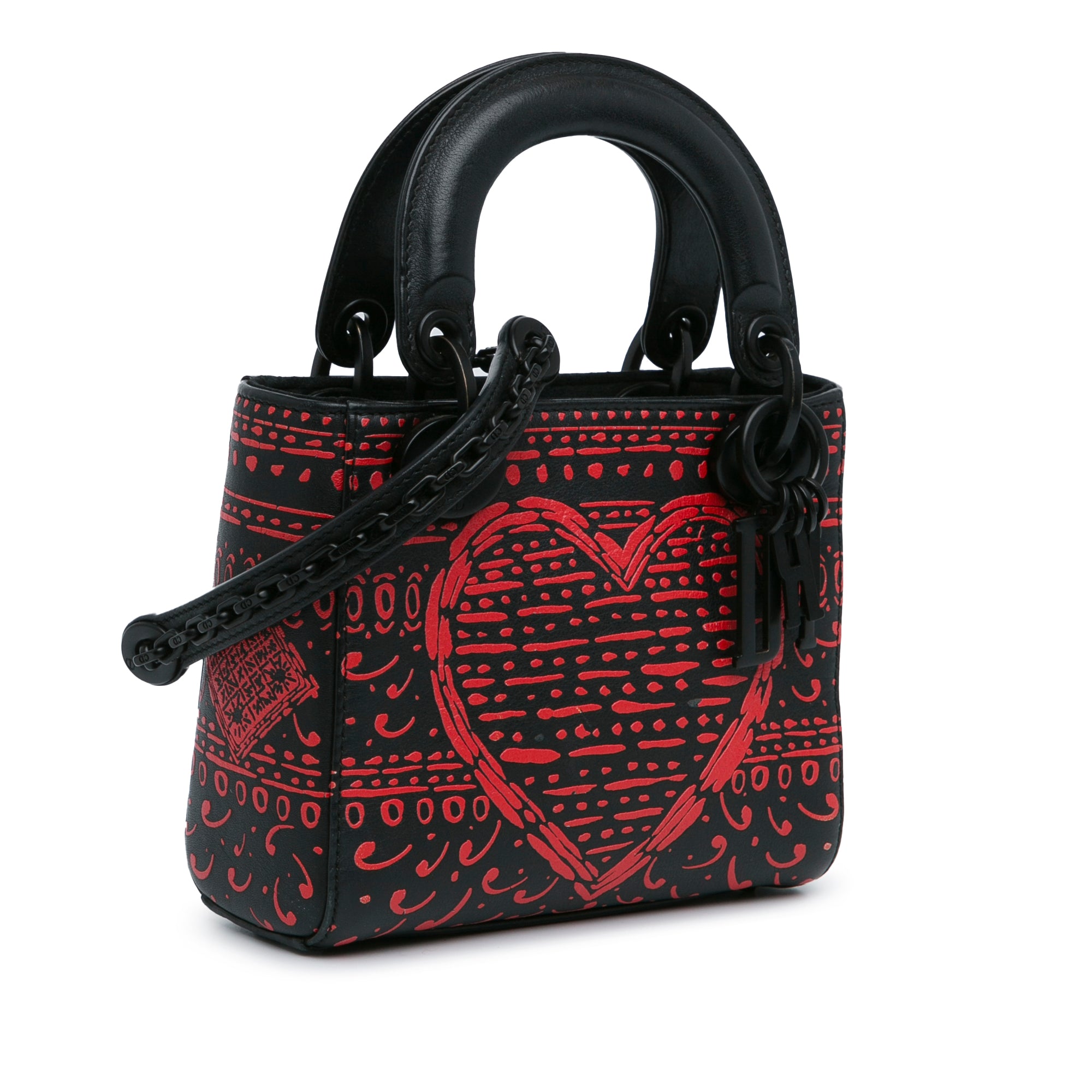 Mini Smooth Calfskin Painted Heart Clover Lady Dior