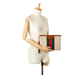 Interlocking G Web Canvas Clutch