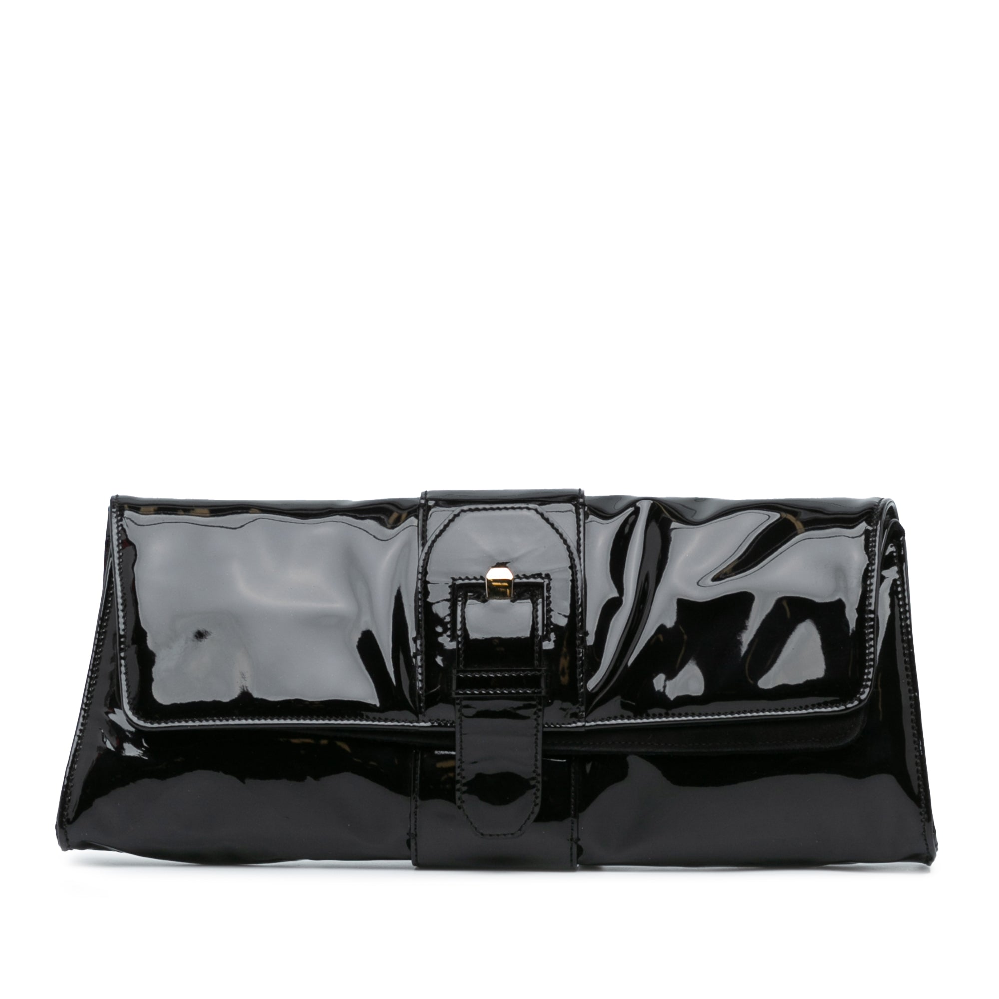 Patent Leather Flap Clutch