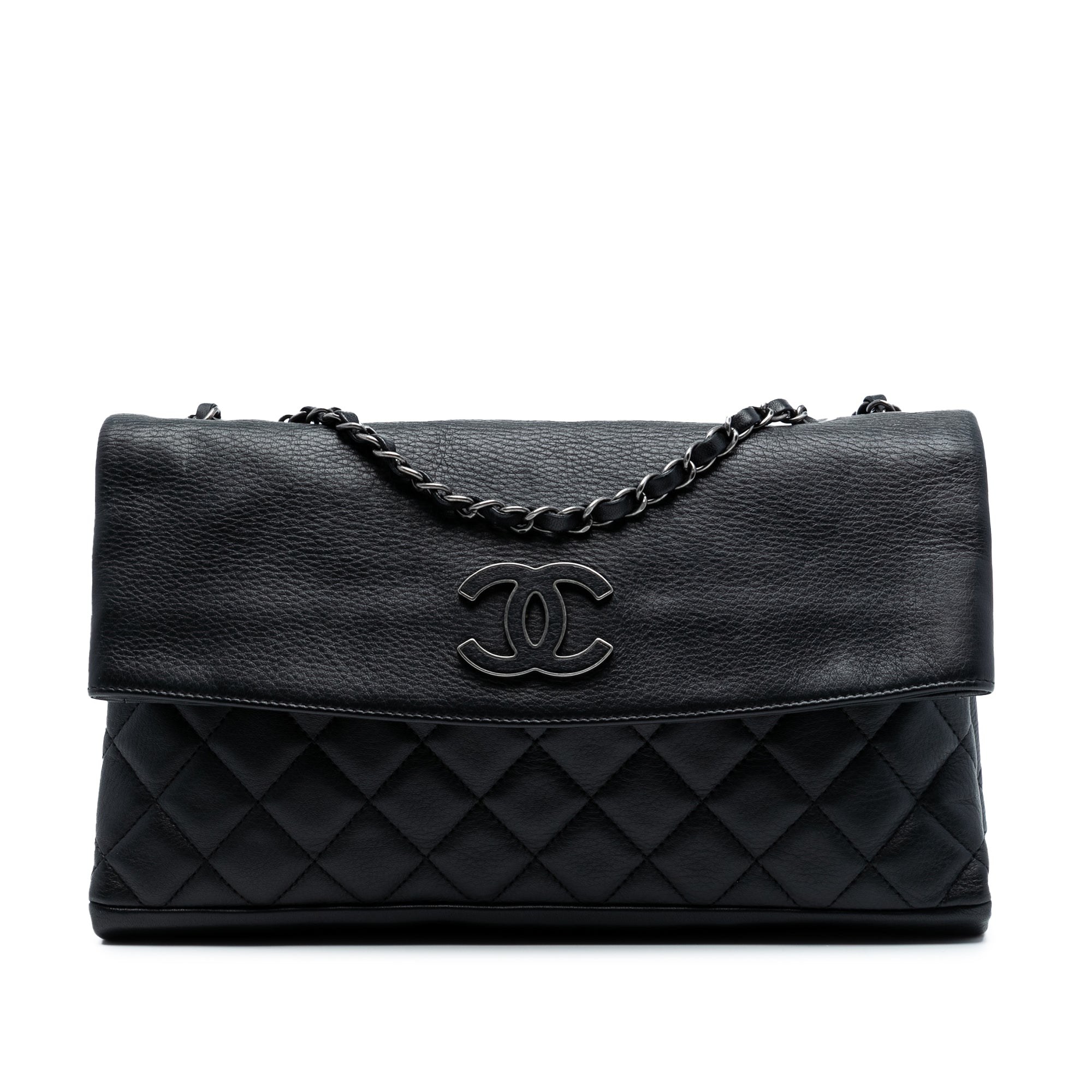 CC Quilted Calfskin Hamptons Foldover Flap