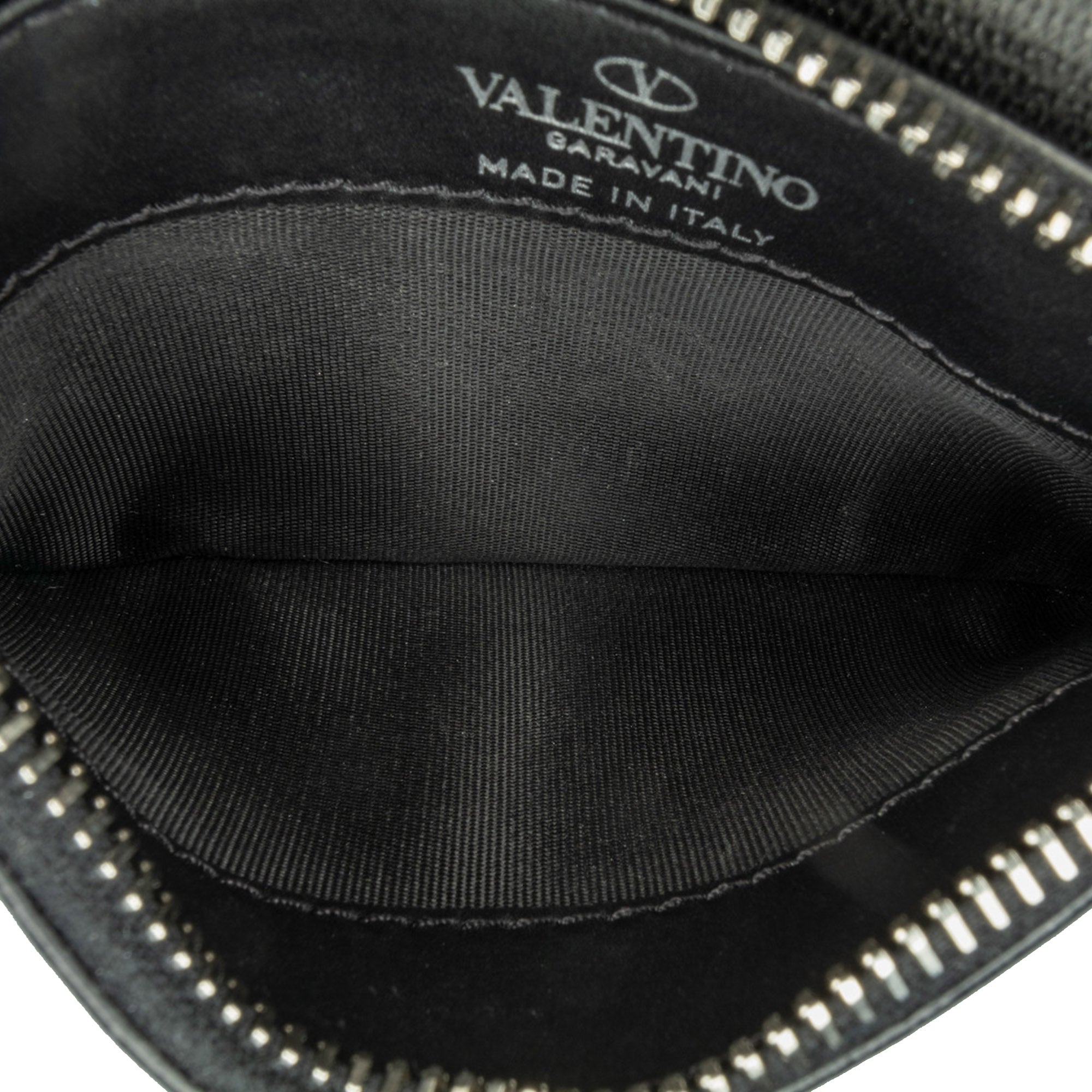 Leather VLTN Zip Card Holder