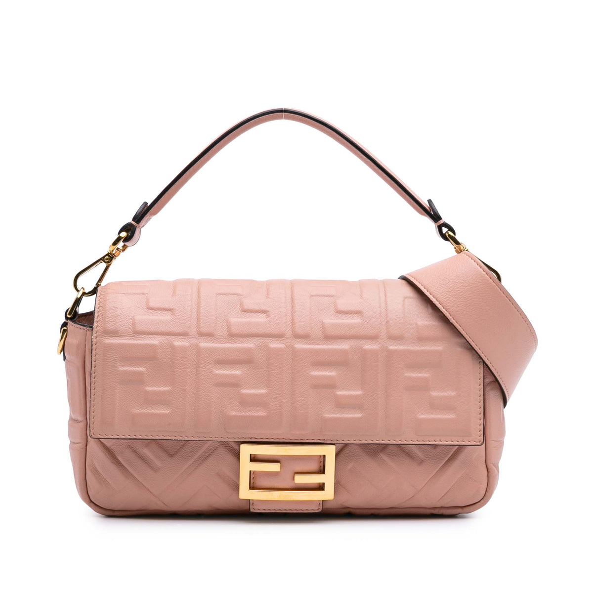 Zucca Embossed Leather Baguette Satchel