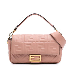 Zucca Embossed Leather Baguette Satchel