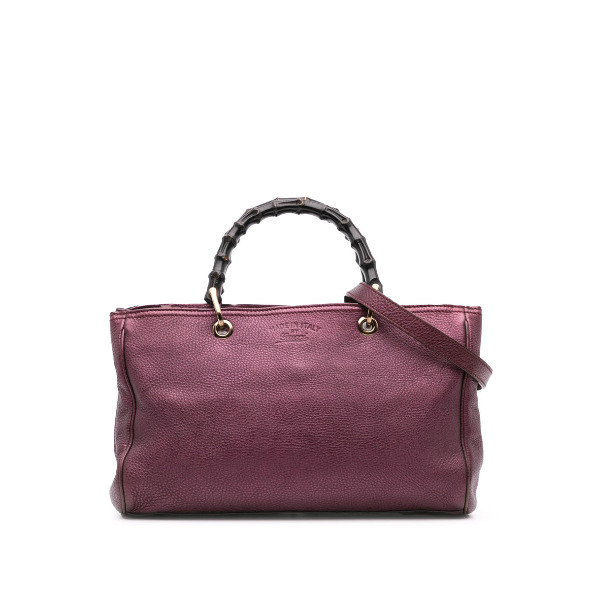 Medium Calfskin Bamboo Shopper Satchel
