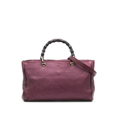Medium Calfskin Bamboo Shopper Satchel