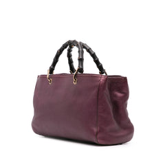 Medium Calfskin Bamboo Shopper Satchel