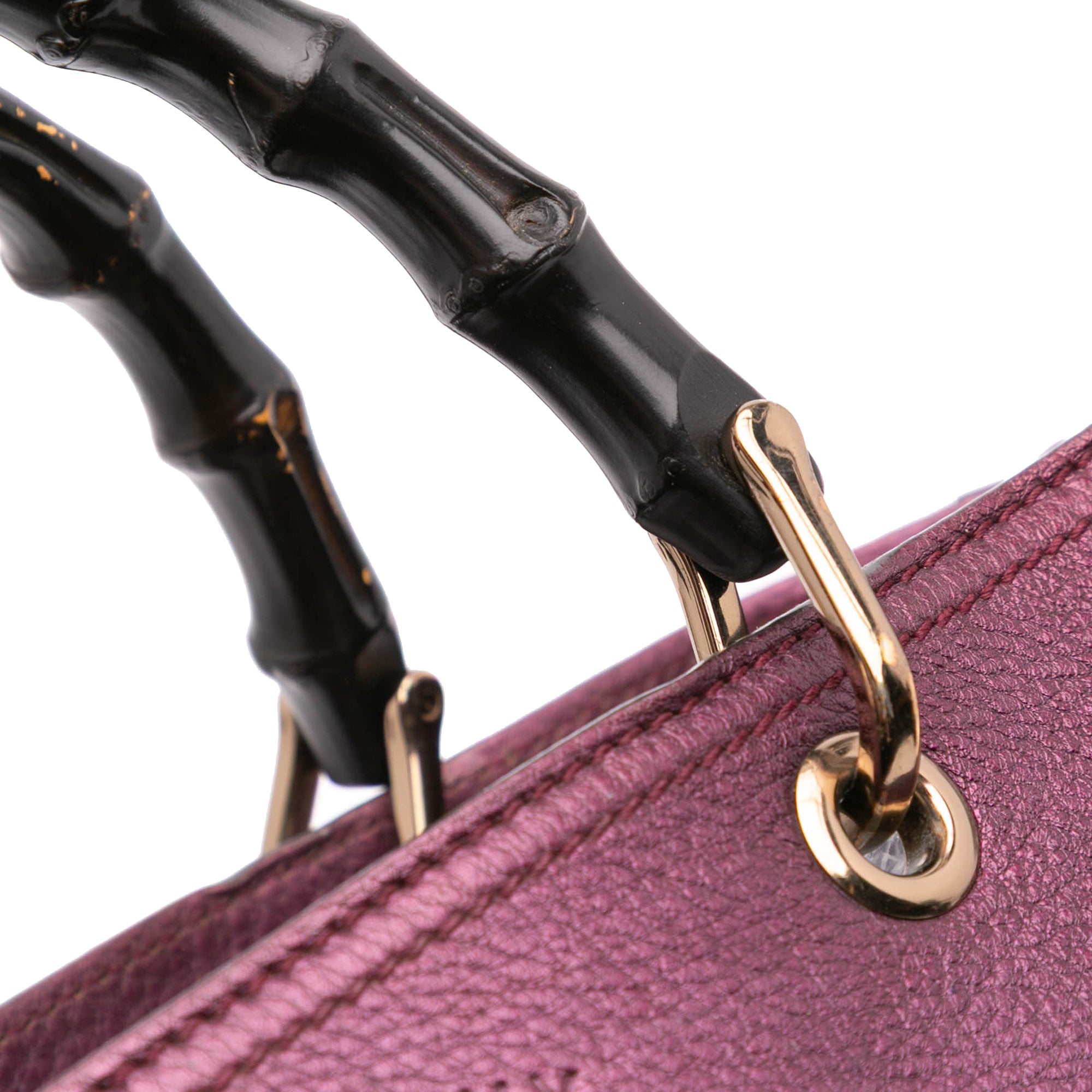 Medium Calfskin Bamboo Shopper Satchel